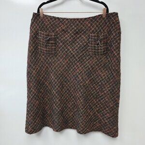 Cato Skirt Womens 18W Brown Plaid Tweed Wool Blend Knee Length Lined Pockets